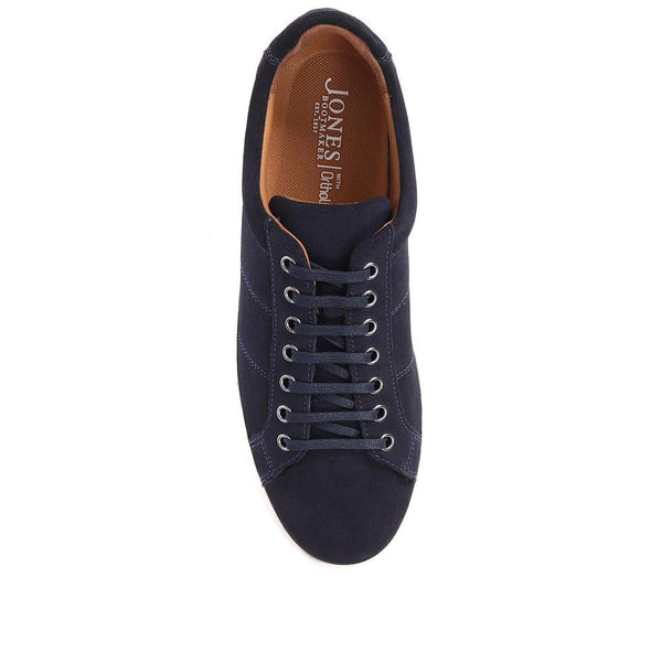 Jones Bootmaker Outlet Tyne Vibram Leather Trainers - Navy Suede