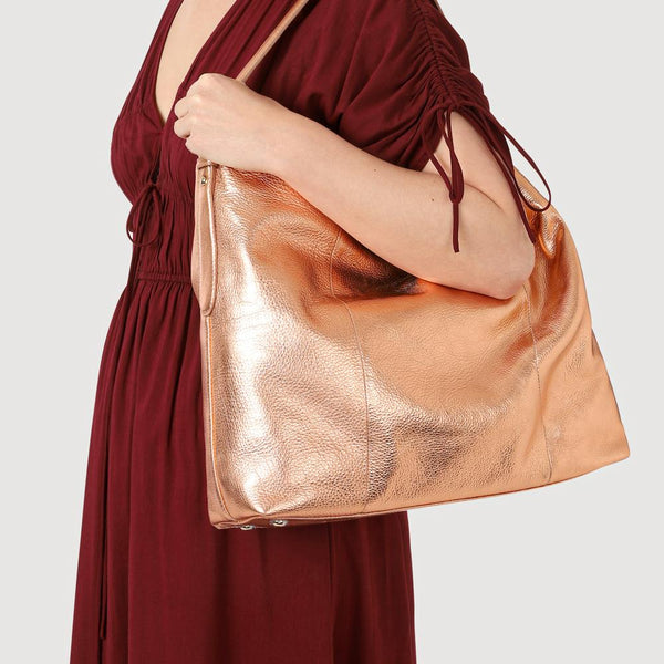 Jones Bootmaker Outlet Violetta Leather Shoulder Bag - Rose Gold