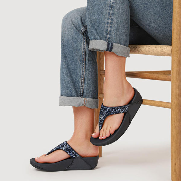 Jones Bootmaker Outlet Wedged Toe-Post Sandals - Navy