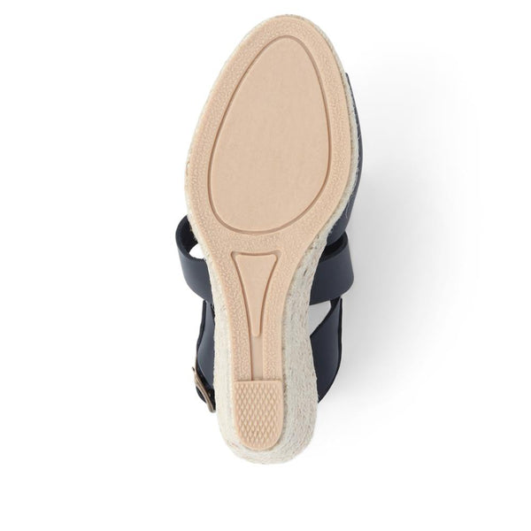 Jones Bootmaker Outlet Yolanda Leather Wedge Sandals - Black