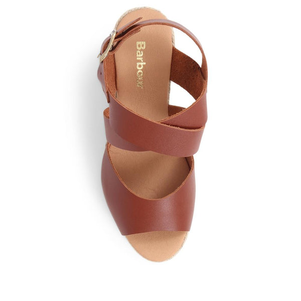 Jones Bootmaker Outlet Yolanda Leather Wedge Sandals - Tan