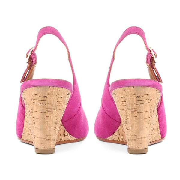 Jones Bootmaker Outlet Zahra Leather Wedges - Hot Pink