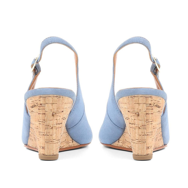 Jones Bootmaker Outlet Zahra Leather Wedges - Powder Blue