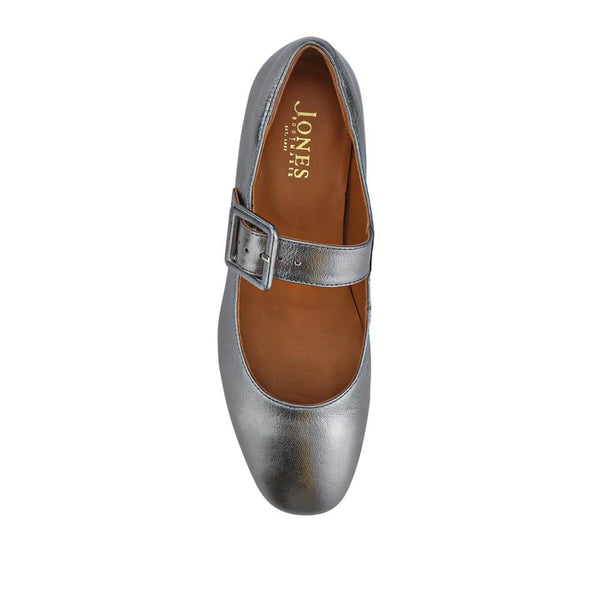 Jones Bootmaker Outlet Zuri Leather Mary Janes - Pewter
