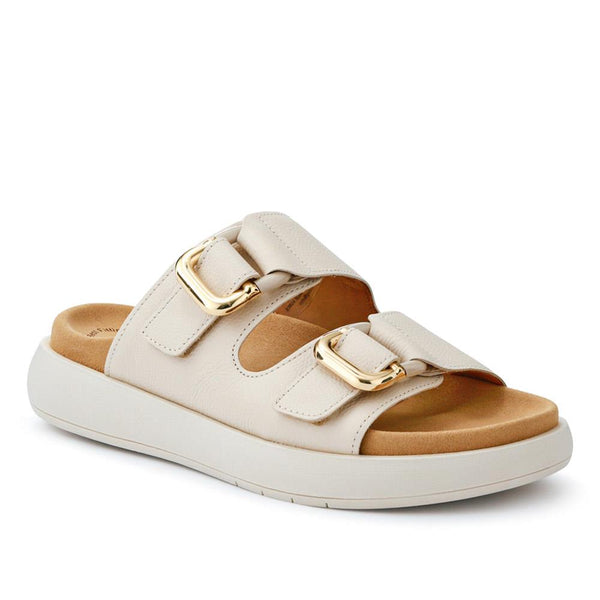 jones bootmaker Women's Abe Leather Dual-Strap Mules - White