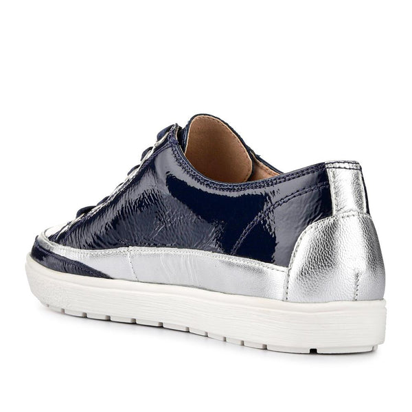 Jones Bootmaker Women's Addie Leather Trainers - Navy Patent
