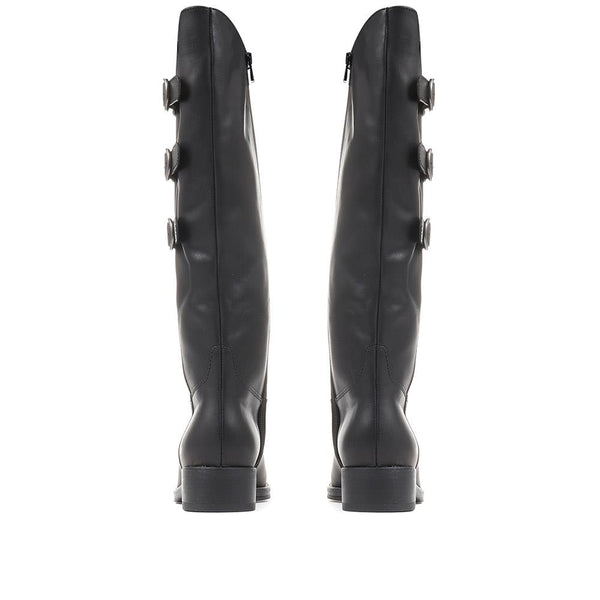 Jones Bootmaker Women's Adieu Leather Knee High Boots - Black