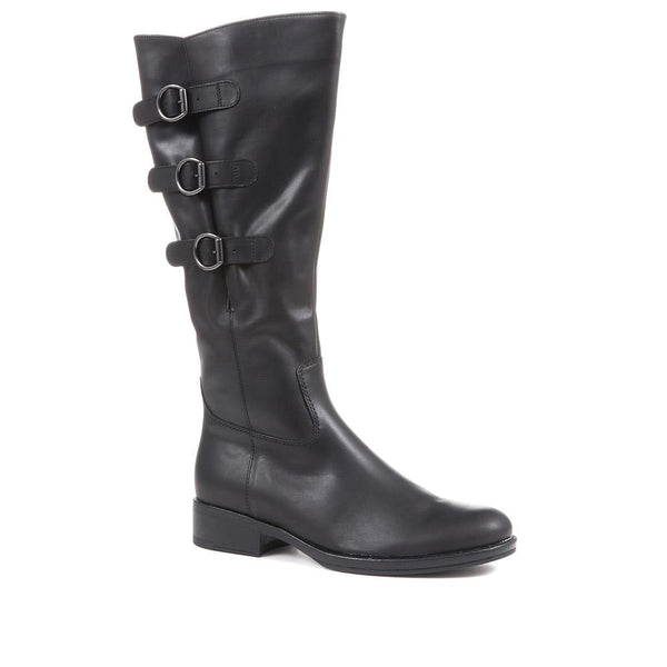 jones bootmaker Women's Adieu Leather Knee High Boots - Black