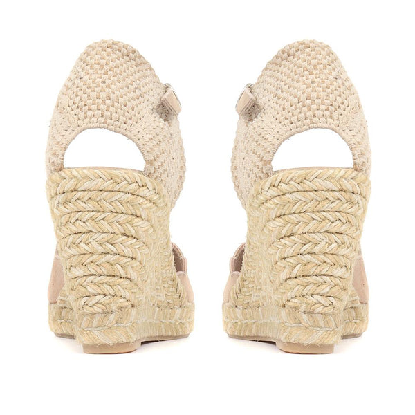 Jones Bootmaker Women's Alejandra Espadrille Wedge Sandals - Sand Suede