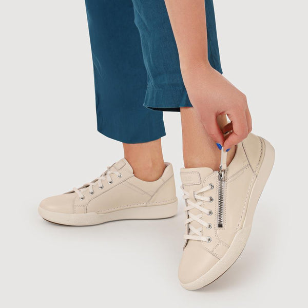 Jones Bootmaker Women's All-Leather Dual-Fastening Trainers - White