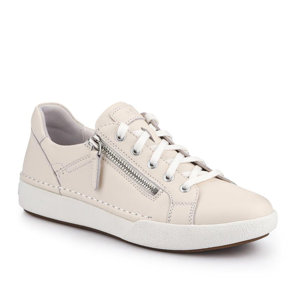 jones bootmaker Women's All-Leather Dual-Fastening Trainers - White