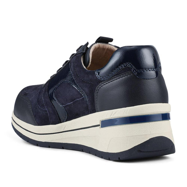 Jones Bootmaker Women's Alvira Wide Fit Leather Trainers - Navy