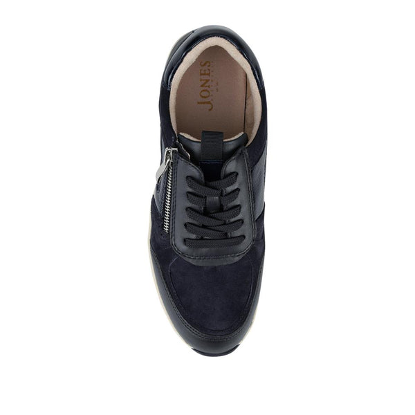 Jones Bootmaker Women's Alvira Wide Fit Leather Trainers - Navy