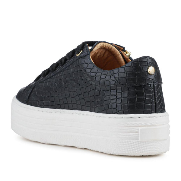 Jones Bootmaker Women's Amaliada Leather Platform Trainers - Black Croc