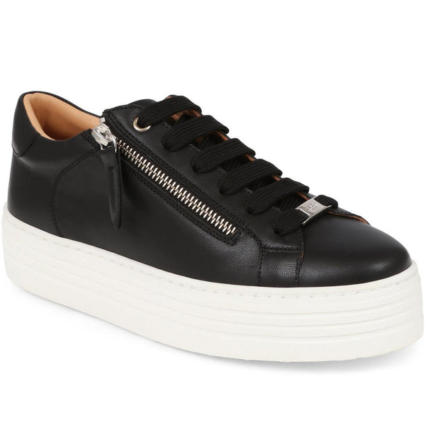 jones bootmaker Women's Amaliada Leather Platform Trainers - Black