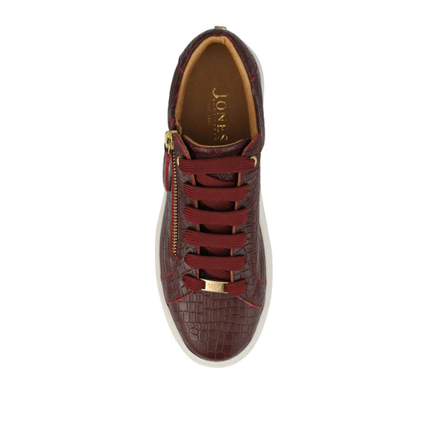 Jones Bootmaker Women's Amaliada Leather Platform Trainers - Burgundy Croc