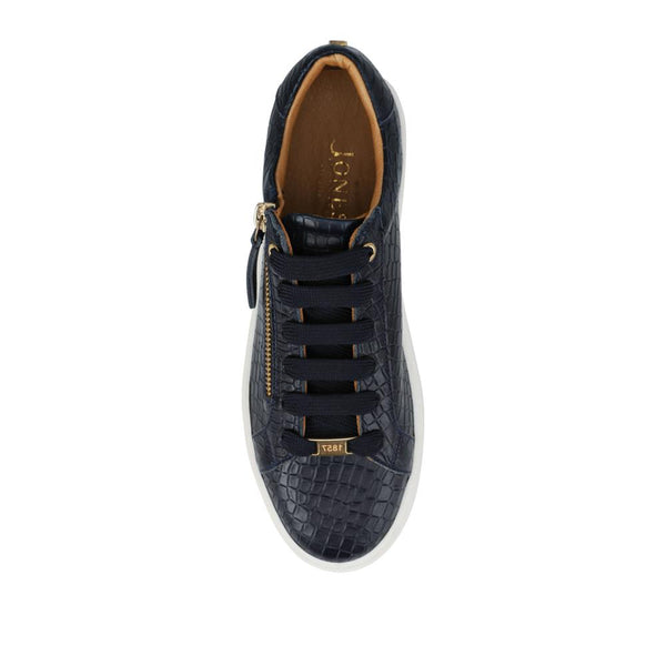 Jones Bootmaker Women's Amaliada Leather Platform Trainers - Navy Croc