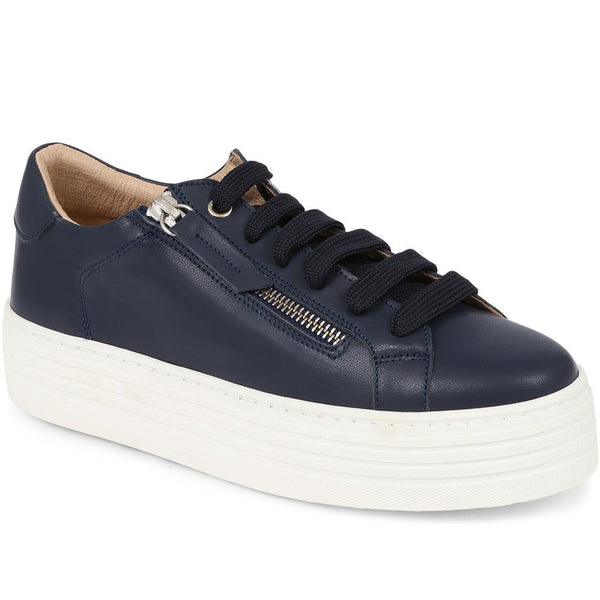 jones bootmaker Women's Amaliada Leather Platform Trainers - Navy