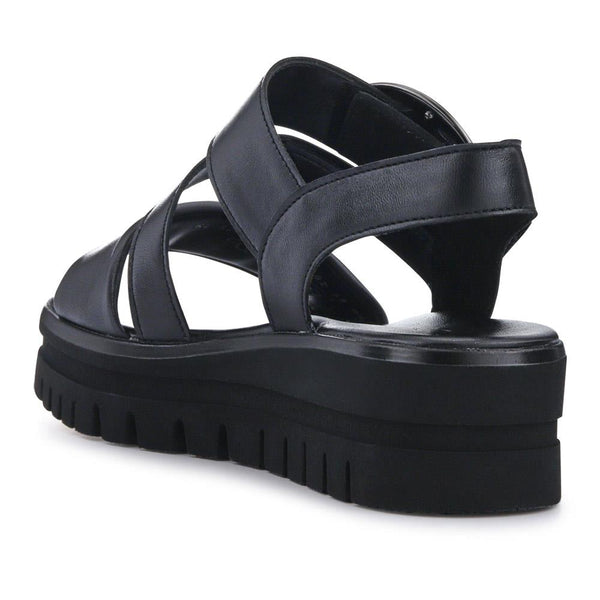 Jones Bootmaker Women's Amarillo Gabor Leather Chunky Buckled Sandals - Black