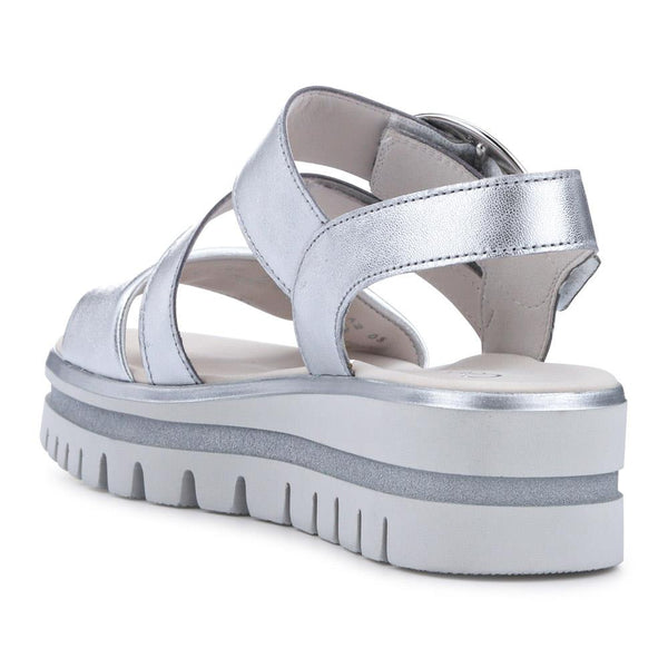 Jones Bootmaker Women's Amarillo Gabor Leather Chunky Buckled Sandals - Metallic