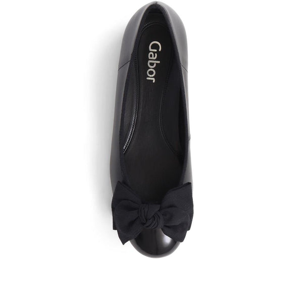 Jones Bootmaker Women's Amy Bow-Detailed Ballet Pumps - Black Leather