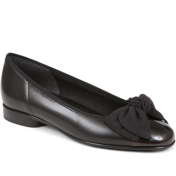 jones bootmaker Women's Amy Bow-Detailed Ballet Pumps - Black Leather