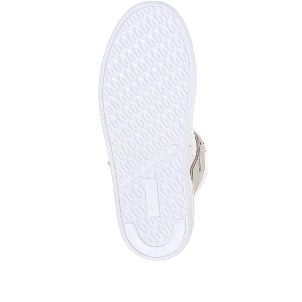 Jones Bootmaker Women's Andra Leather High Top Trainers - Beige-White