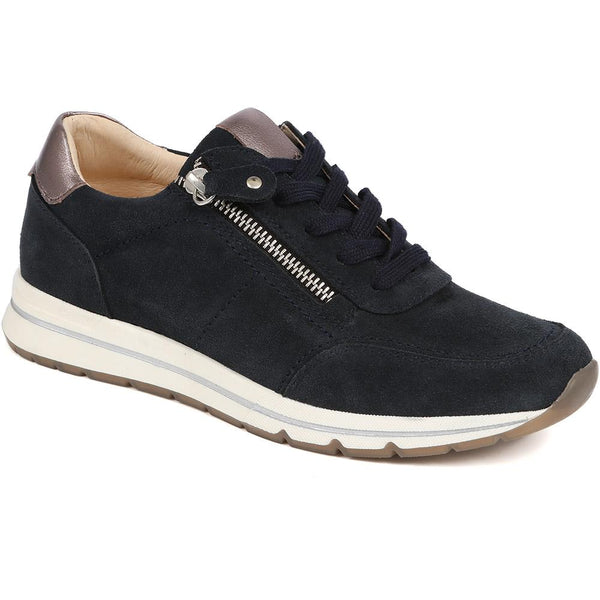 jones bootmaker Women's Antheia Leather Trainers - Navy