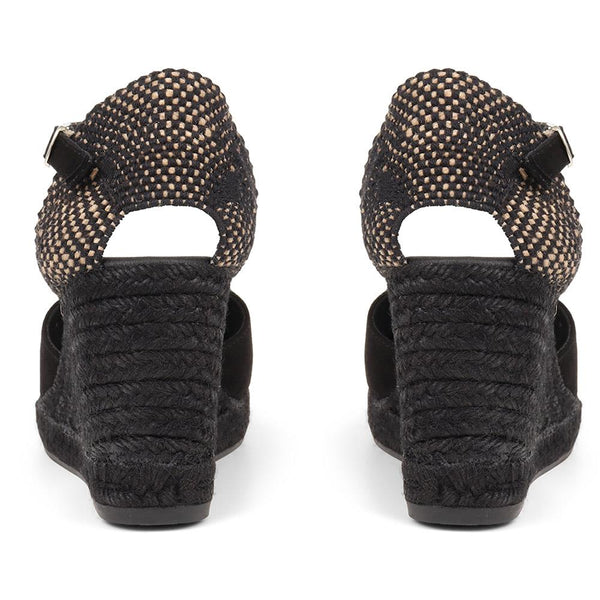 Jones Bootmaker Women's Arabella Wedge Sandals - Black Suede