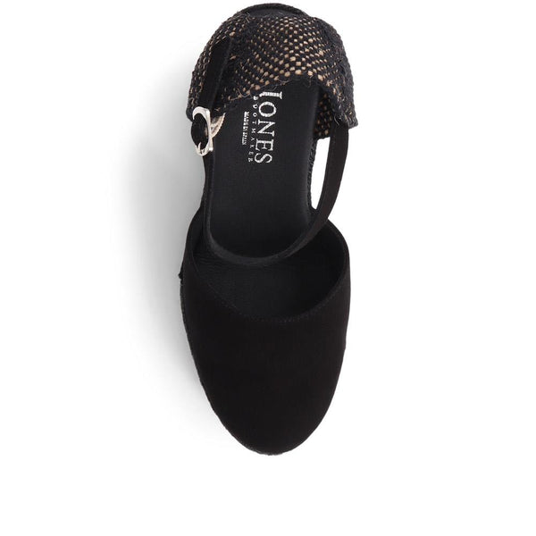 Jones Bootmaker Women's Arabella Wedge Sandals - Black Suede