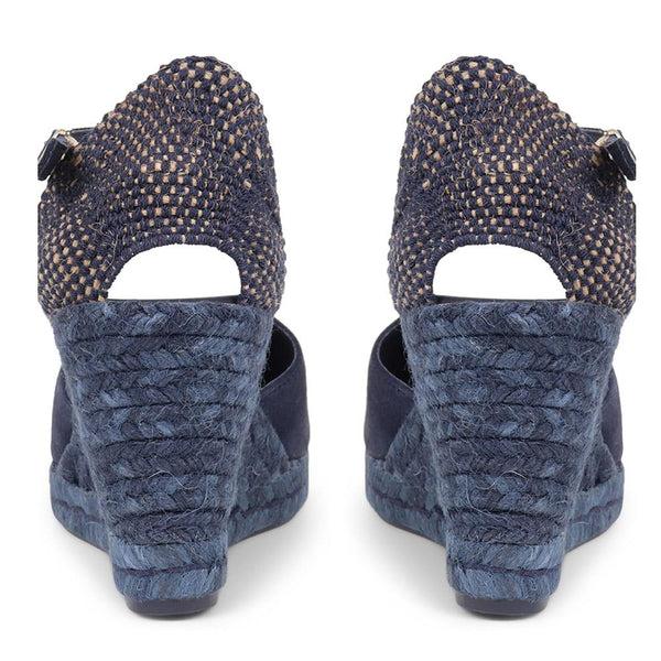 Jones Bootmaker Women's Arabella Wedge Sandals - Navy Suede