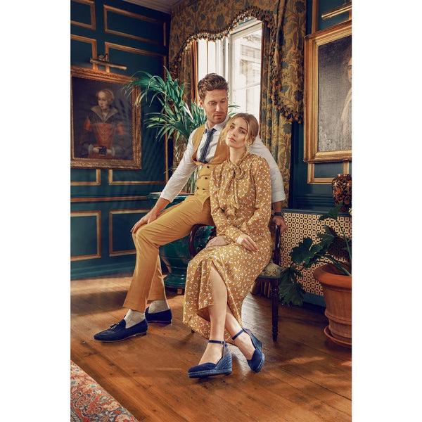 Jones Bootmaker Women's Arabella Wedge Sandals - Navy Suede