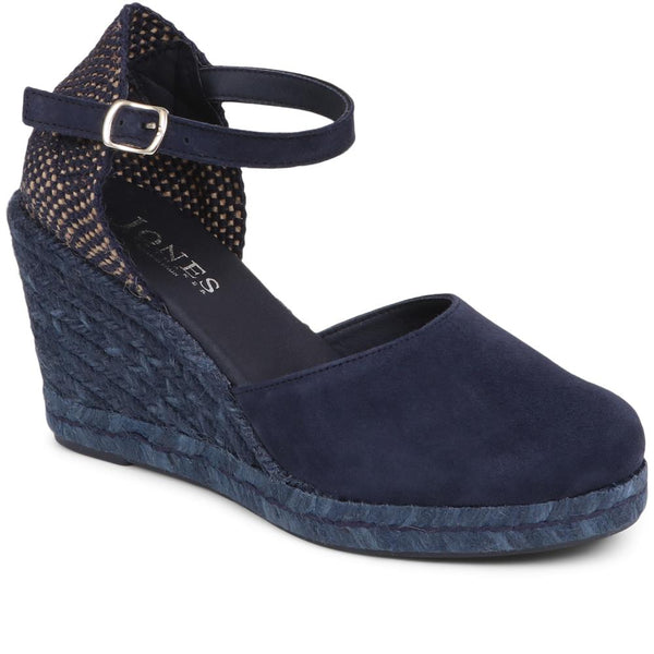 jones bootmaker Women's Arabella Wedge Sandals - Navy Suede