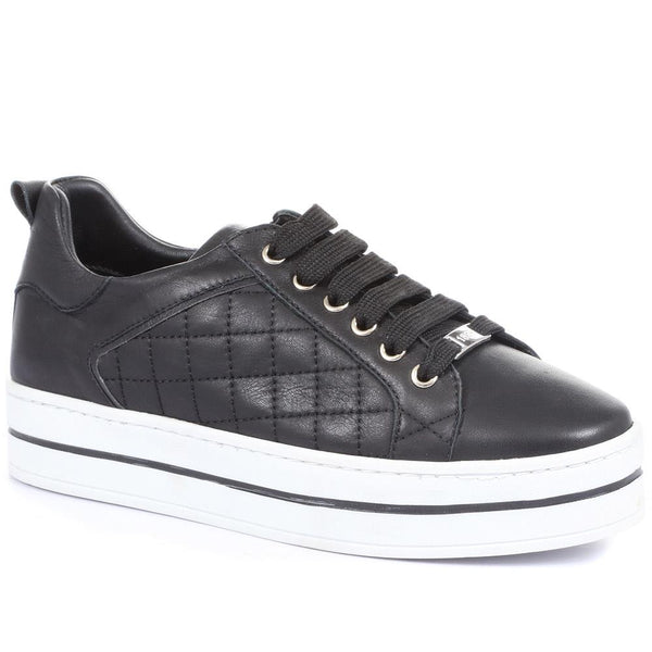 jones bootmaker Women's Arielle Leather Trainers - Black