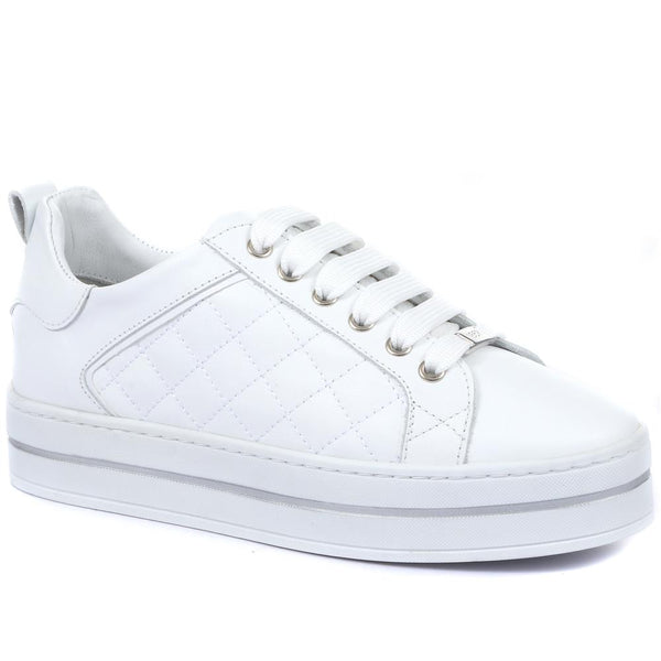 jones bootmaker Women's Arielle Leather Trainers - White