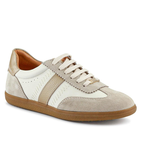jones bootmaker Women's Artea Leather Trainers - Beige-Gold