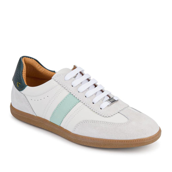 jones bootmaker Women's Artea Leather Trainers - White-Green