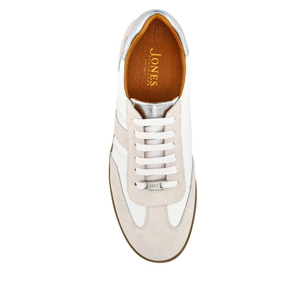 Jones Bootmaker Women's Artea Leather Trainers - White-Silver