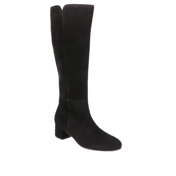 jones bootmaker Women's Ashby Block-Heel Leather Long Boots - Black Suede