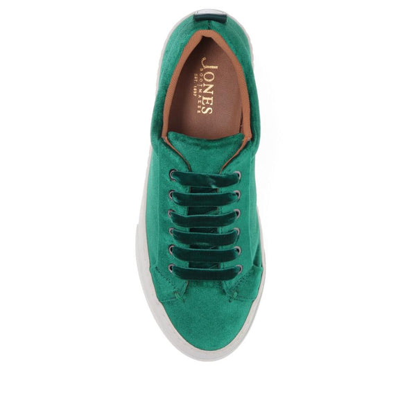 Jones Bootmaker Women's Azura Casual Velvet Trainers - Green