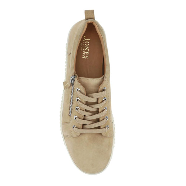 Jones Bootmaker Women's Azure Leather Wide-Fit Trainers - Beige