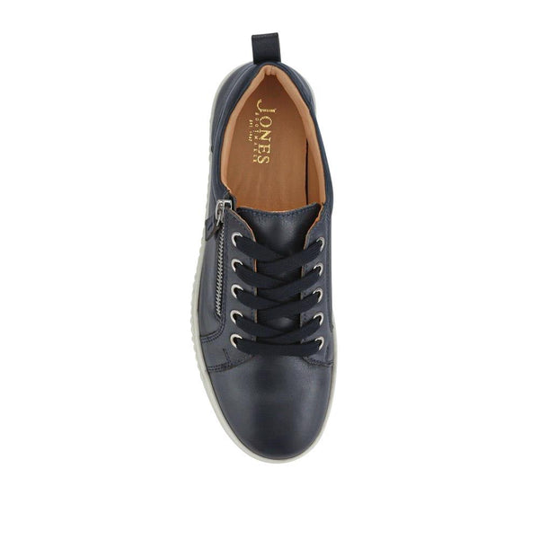 Jones Bootmaker Women's Azure Leather Wide-Fit Trainers - Navy