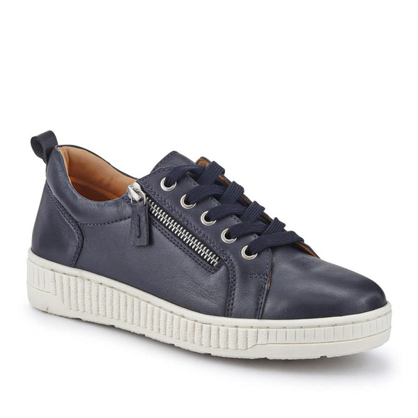 jones bootmaker Women's Azure Leather Wide-Fit Trainers - Navy