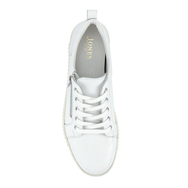 Jones Bootmaker Women's Azure Leather Wide-Fit Trainers - White