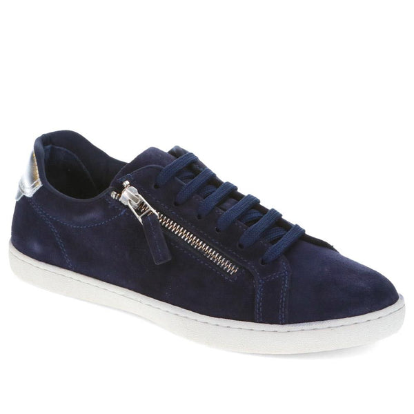 jones bootmaker Women's Bambi Leather Trainers - Navy Suede