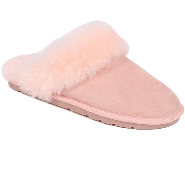 jones bootmaker Women's Bella-Rose Sheepskin Mule Slippers - Light Pink