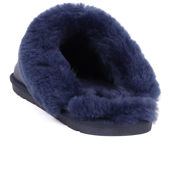 Jones Bootmaker Women's Bella-Rose Sheepskin Mule Slippers - Navy