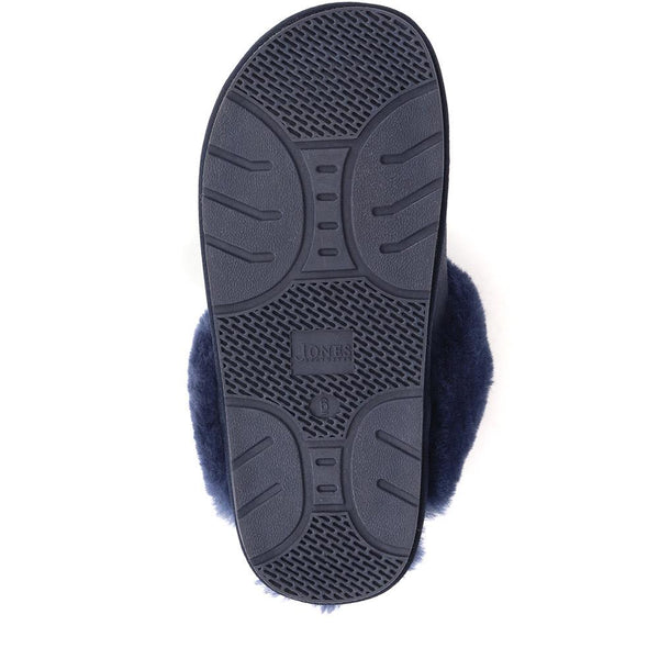 Jones Bootmaker Women's Bella-Rose Sheepskin Mule Slippers - Navy