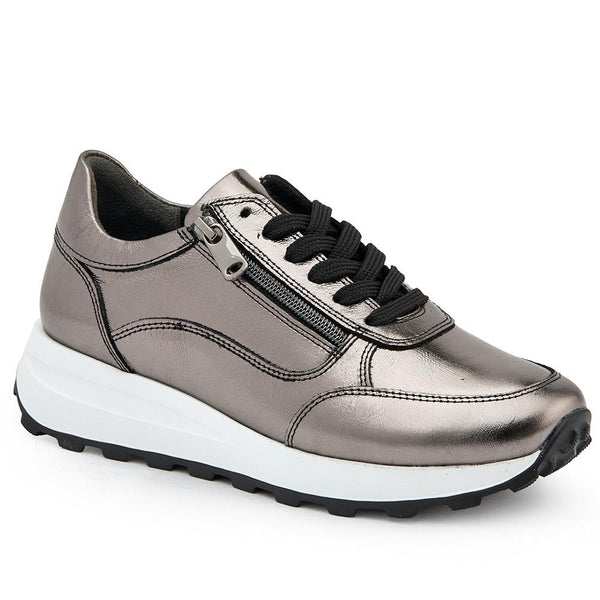 jones bootmaker Women's Bertina Lace-Up Trainers - Pewter