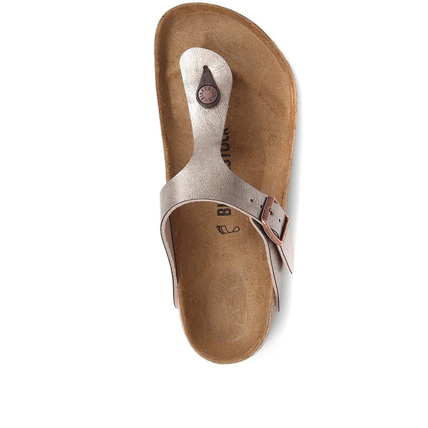 Jones Bootmaker Women's Birkenstock Gizeh Toe Post Sandals - Metallic Beige